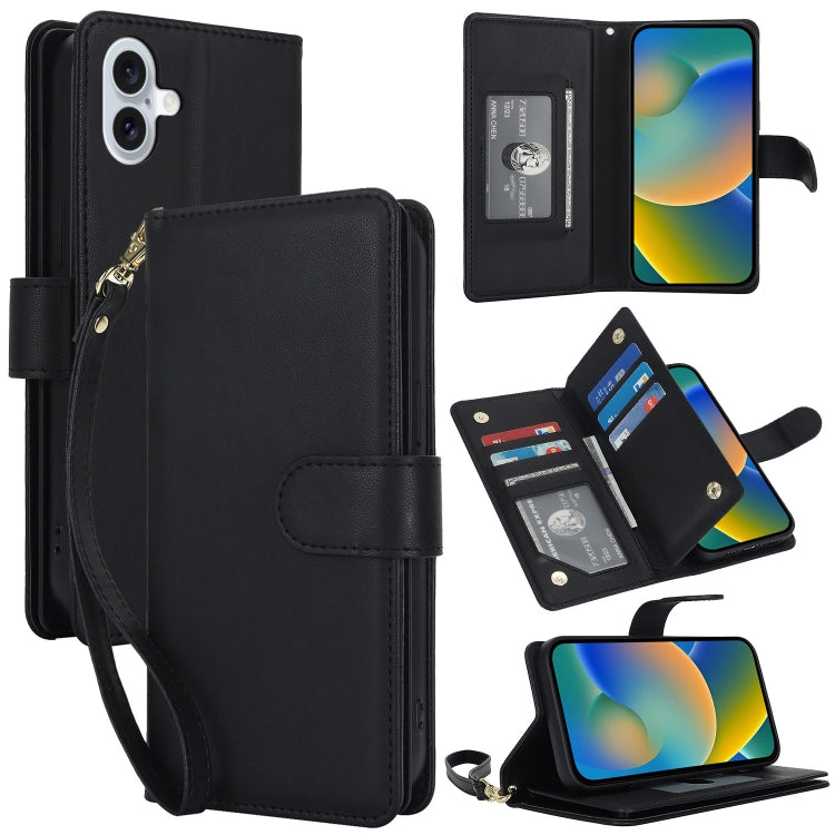 Multi-Card Wallet RFID Leather Phone Case, For iPhone 16e, For iPhone 16 Pro Max, For iPhone 16 P...