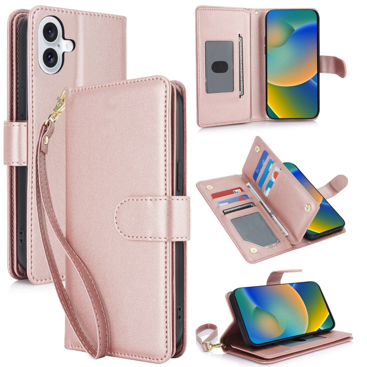Multi-Card Wallet RFID Leather Phone Case, For iPhone 16e, For iPhone 16 Pro Max, For iPhone 16 P...