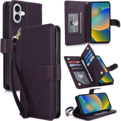 Multi-Card Wallet RFID Leather Phone Case, For iPhone 16e, For iPhone 16 Pro Max, For iPhone 16 P...