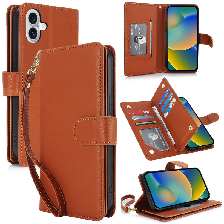 Multi-Card Wallet RFID Leather Phone Case, For iPhone 16e, For iPhone 16 Pro Max, For iPhone 16 P...