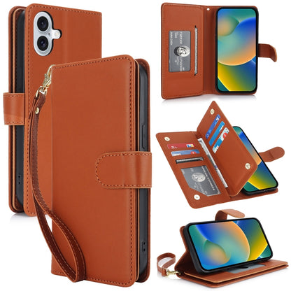Multi-Card Wallet RFID Leather Phone Case, For iPhone 16e, For iPhone 16 Pro Max, For iPhone 16 P...