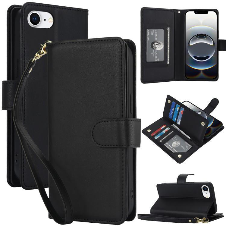 Multi-Card Wallet RFID Leather Phone Case, For iPhone 16e, For iPhone 16 Pro Max, For iPhone 16 P...