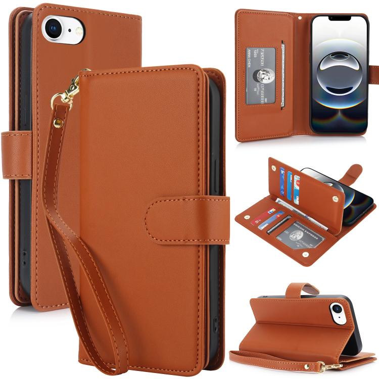 Multi-Card Wallet RFID Leather Phone Case, For iPhone 16e, For iPhone 16 Pro Max, For iPhone 16 P...