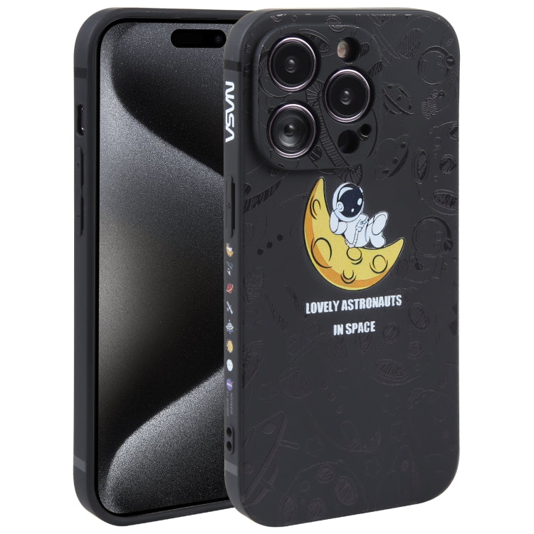 Astronaut Pattern Silicone Straight Edge Phone Case, For iPhone 16 Pro Max, For iPhone 16 Pro����...