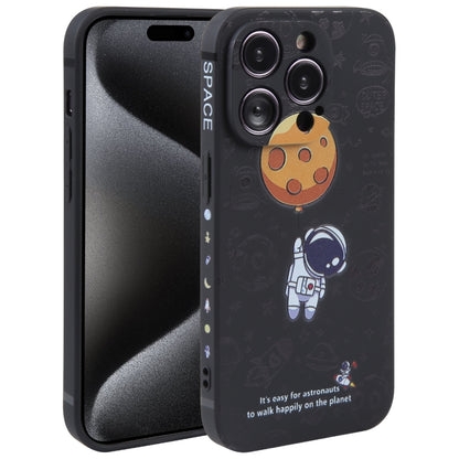 Astronaut Pattern Silicone Straight Edge Phone Case, For iPhone 16 Pro Max, For iPhone 16 Pro����...