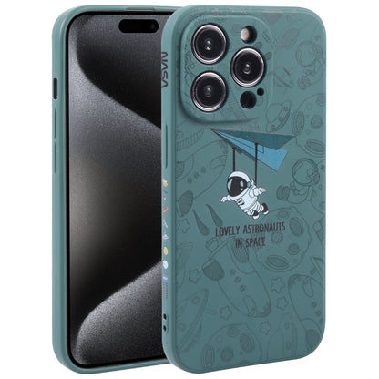 Astronaut Pattern Silicone Straight Edge Phone Case, For iPhone 16 Pro Max, For iPhone 16 Pro����...