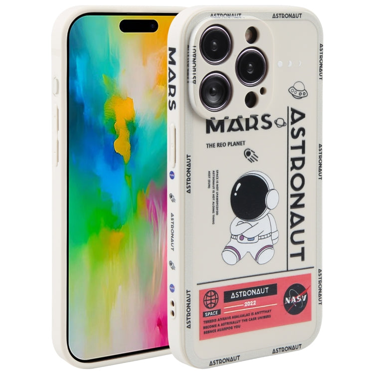 Astronaut Pattern Silicone Straight Edge Phone Case, For iPhone 16 Pro Max, For iPhone 16 Pro����...