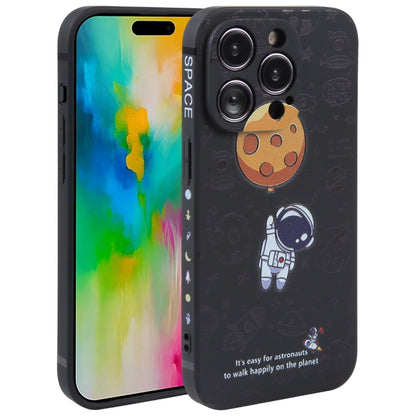 Astronaut Pattern Silicone Straight Edge Phone Case, For iPhone 16 Pro Max, For iPhone 16 Pro����...