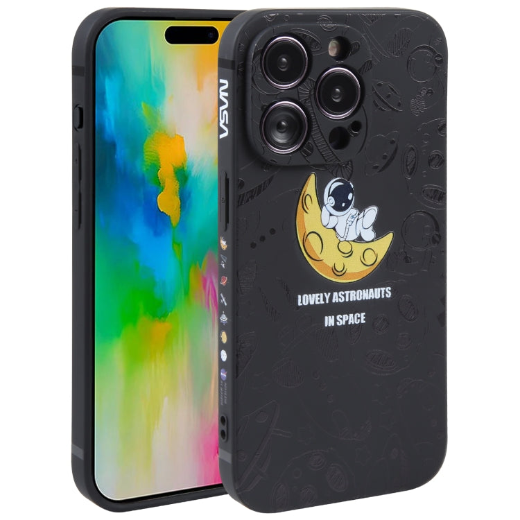 Astronaut Pattern Silicone Straight Edge Phone Case, For iPhone 16 Pro Max, For iPhone 16 Pro����...
