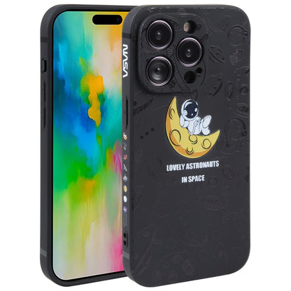 Astronaut Pattern Silicone Straight Edge Phone Case, For iPhone 16 Pro Max, For iPhone 16 Pro����...
