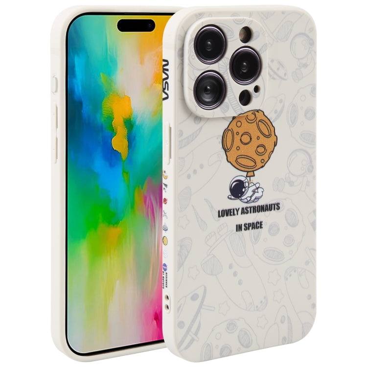 Astronaut Pattern Silicone Straight Edge Phone Case, For iPhone 16 Pro Max, For iPhone 16 Pro����...