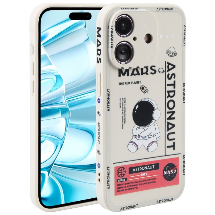 Astronaut Pattern Silicone Straight Edge Phone Case, For iPhone 16 Pro Max, For iPhone 16 Pro����...
