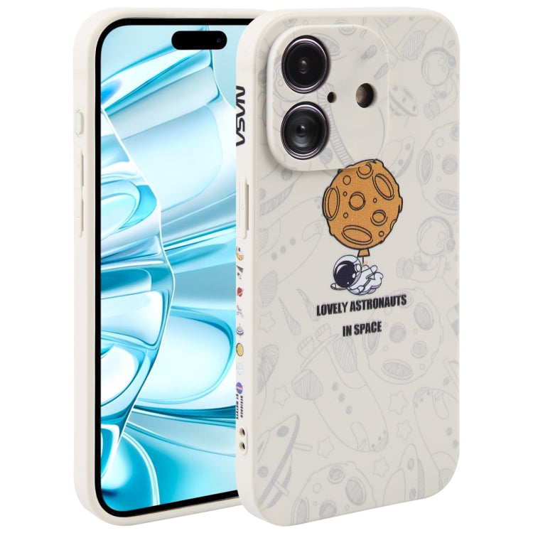 Astronaut Pattern Silicone Straight Edge Phone Case, For iPhone 16 Pro Max, For iPhone 16 Pro����...