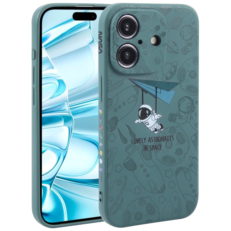 Astronaut Pattern Silicone Straight Edge Phone Case, For iPhone 16 Pro Max, For iPhone 16 Pro����...