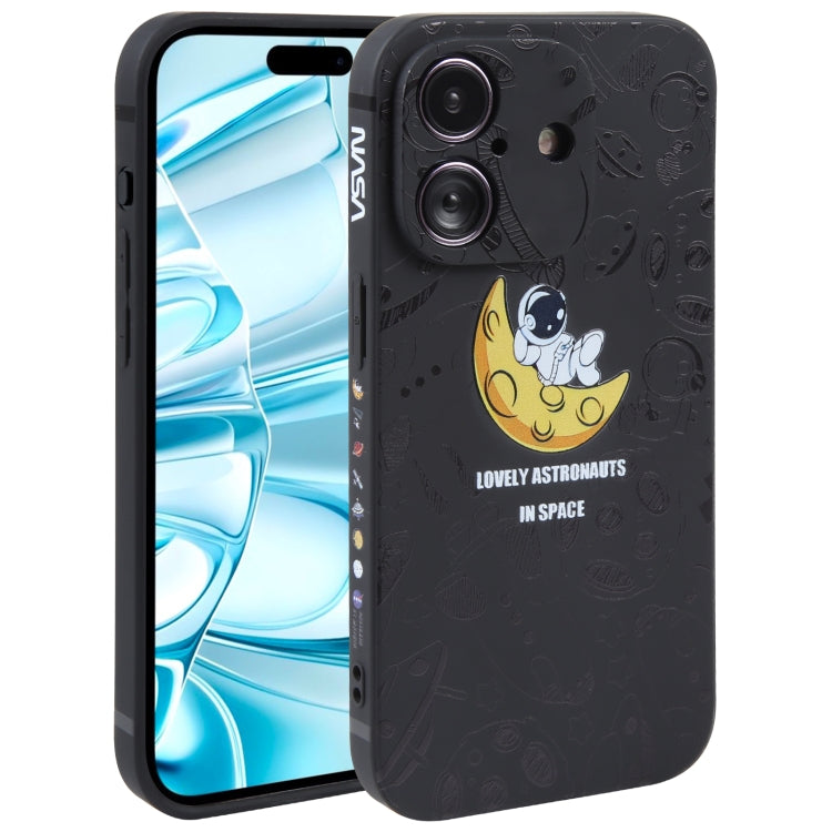 Astronaut Pattern Silicone Straight Edge Phone Case, For iPhone 16 Pro Max, For iPhone 16 Pro����...