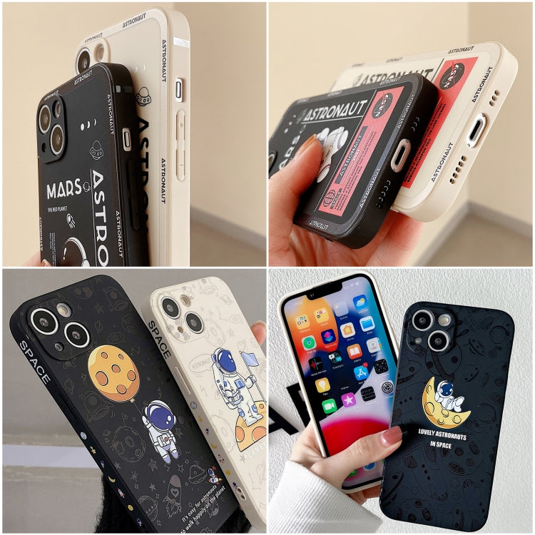 Astronaut Pattern Silicone Straight Edge Phone Case, For iPhone 16 Pro Max, For iPhone 16 Pro����...