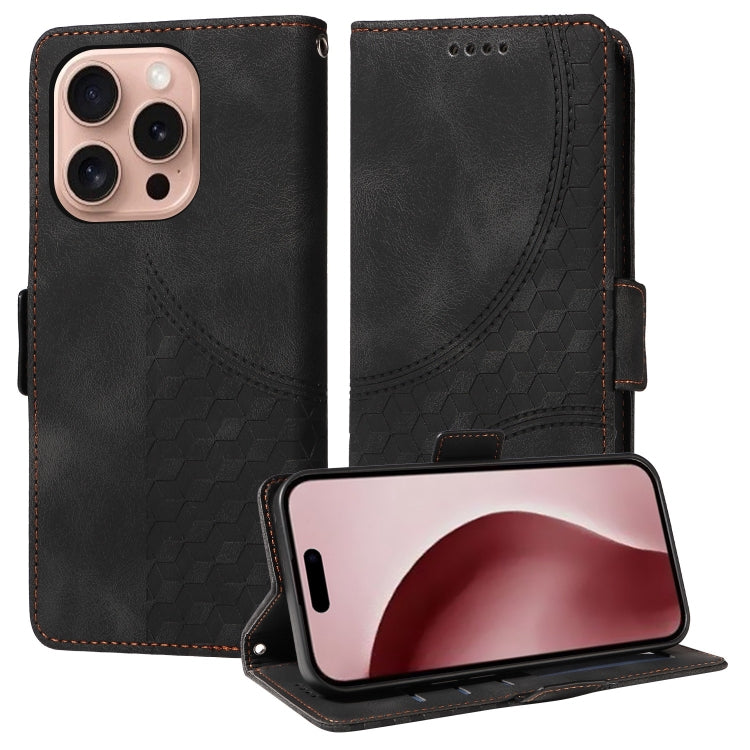 Embossed Rhombus Starry Leather Phone Case