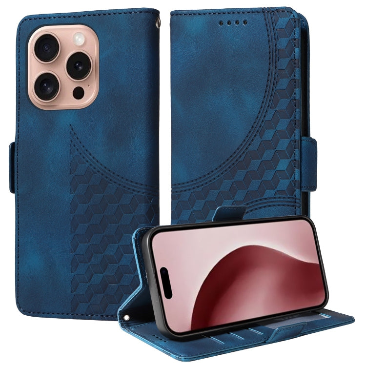 Embossed Rhombus Starry Leather Phone Case