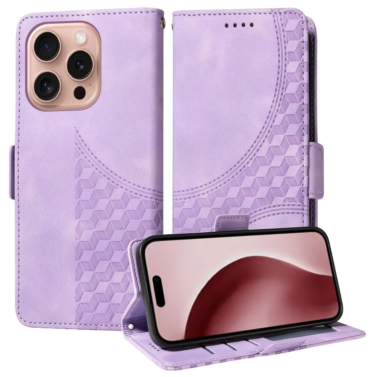 Embossed Rhombus Starry Leather Phone Case