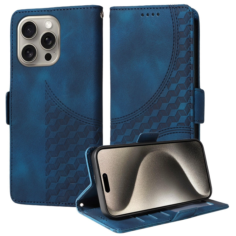 Embossed Rhombus Starry Leather Phone Case