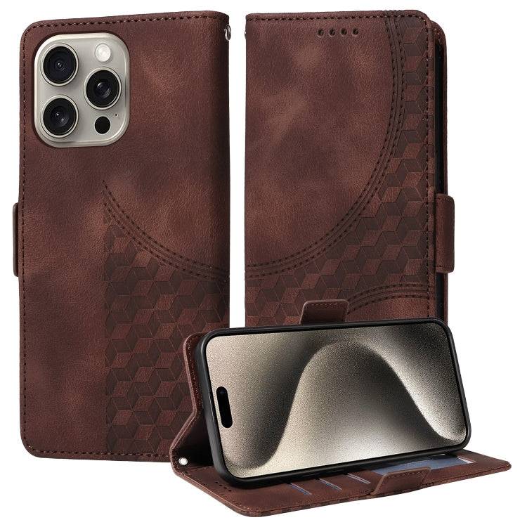 Embossed Rhombus Starry Leather Phone Case