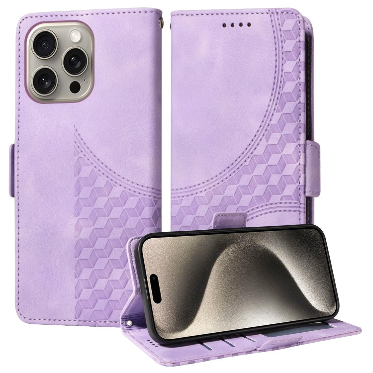 Embossed Rhombus Starry Leather Phone Case