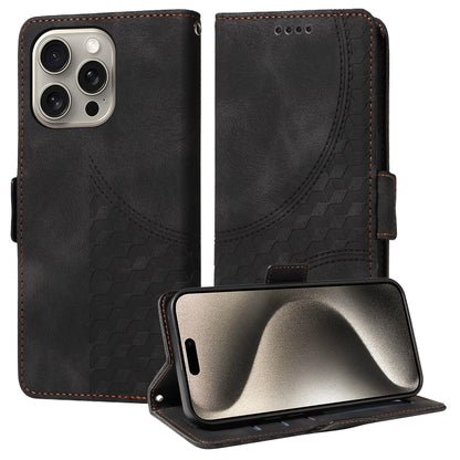 Embossed Rhombus Starry Leather Phone Case