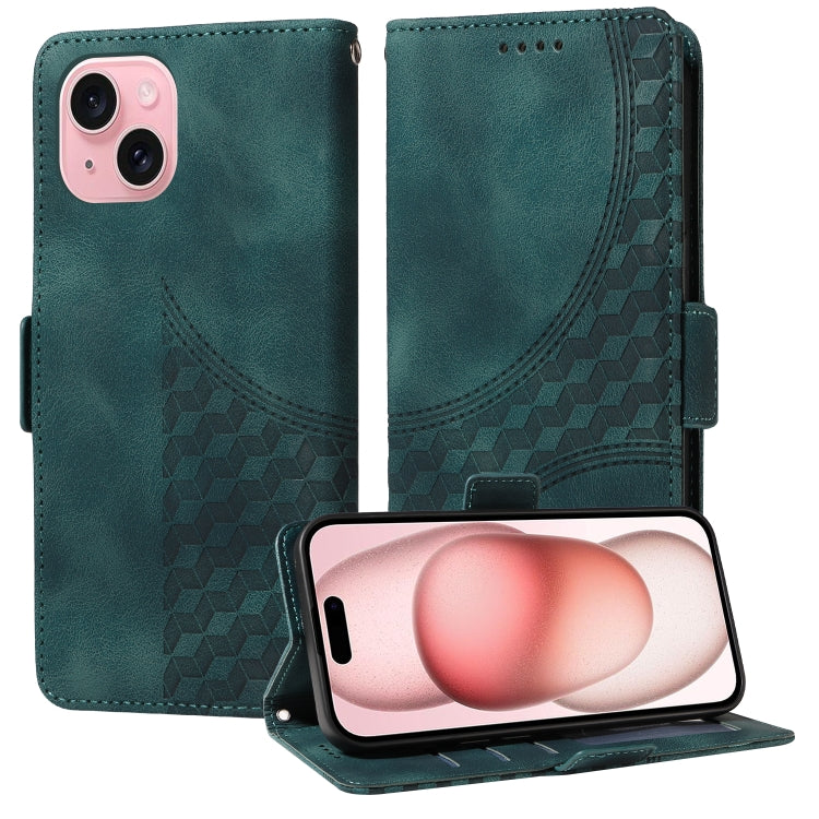 Embossed Rhombus Starry Leather Phone Case