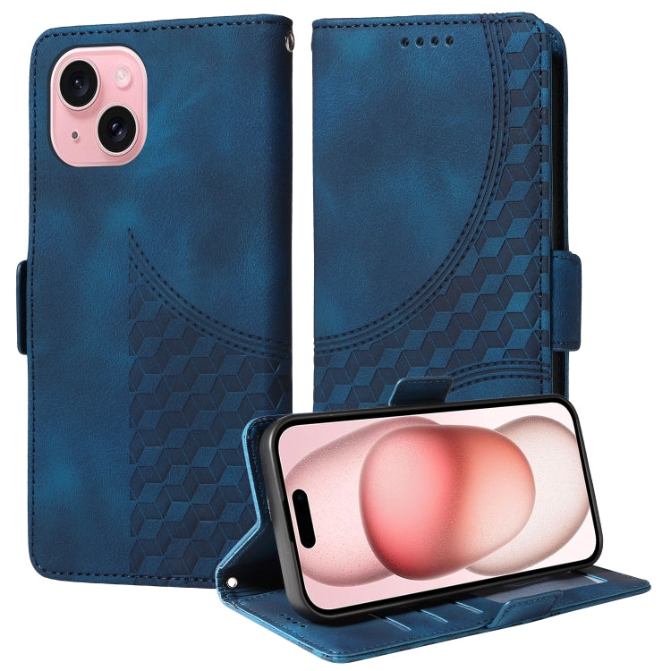 Embossed Rhombus Starry Leather Phone Case