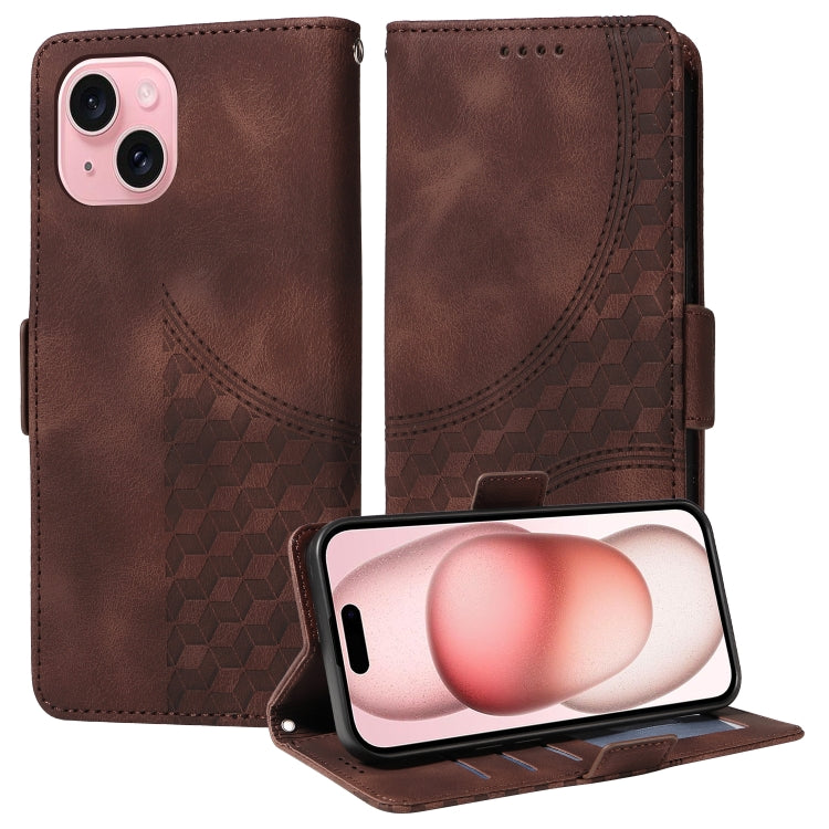 Embossed Rhombus Starry Leather Phone Case