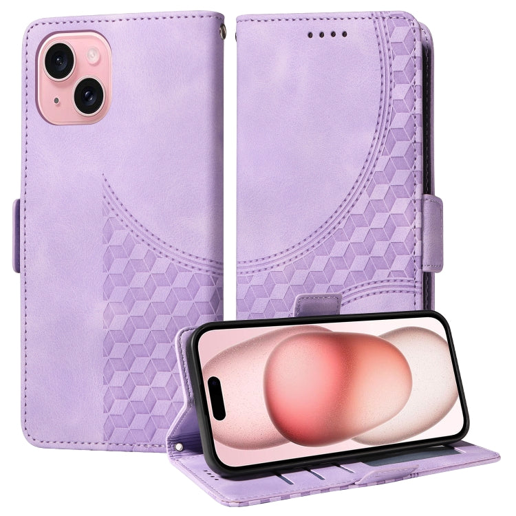 Embossed Rhombus Starry Leather Phone Case
