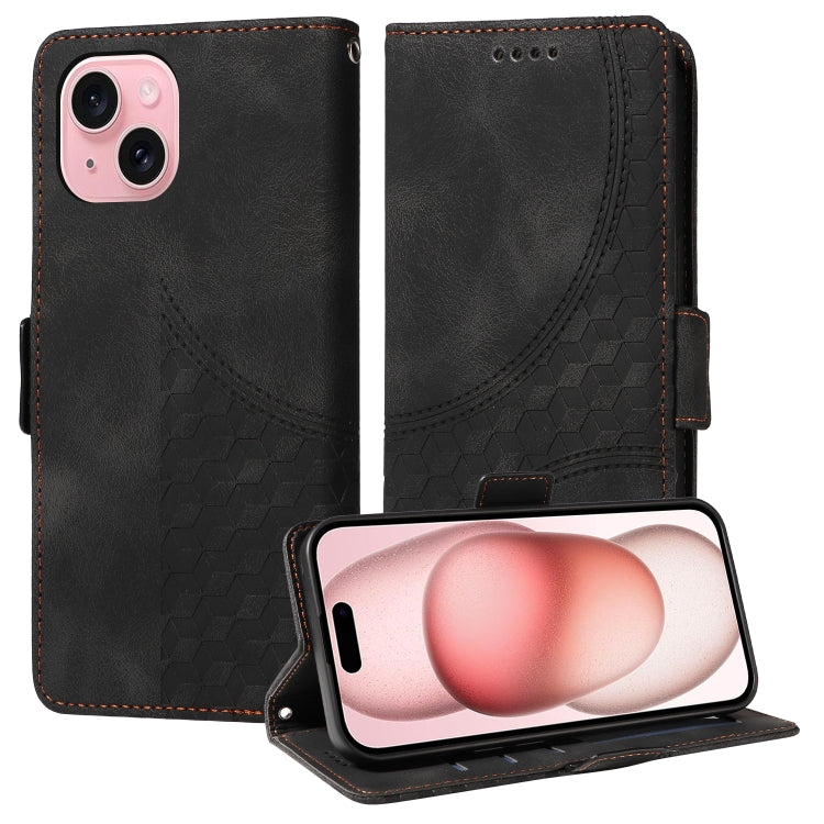 Embossed Rhombus Starry Leather Phone Case