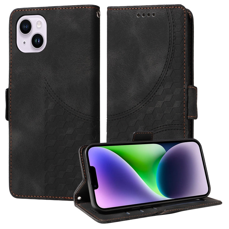 Embossed Rhombus Starry Leather Phone Case