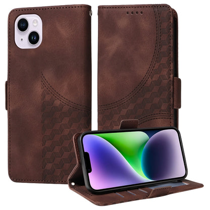 Embossed Rhombus Starry Leather Phone Case