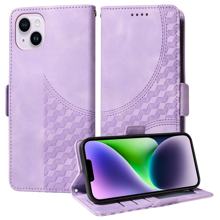 Embossed Rhombus Starry Leather Phone Case