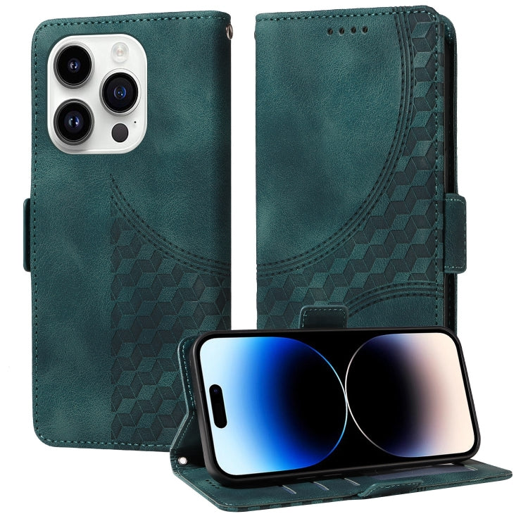 Embossed Rhombus Starry Leather Phone Case