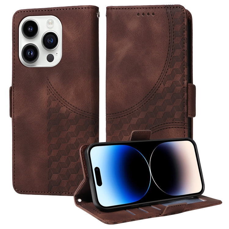 Embossed Rhombus Starry Leather Phone Case