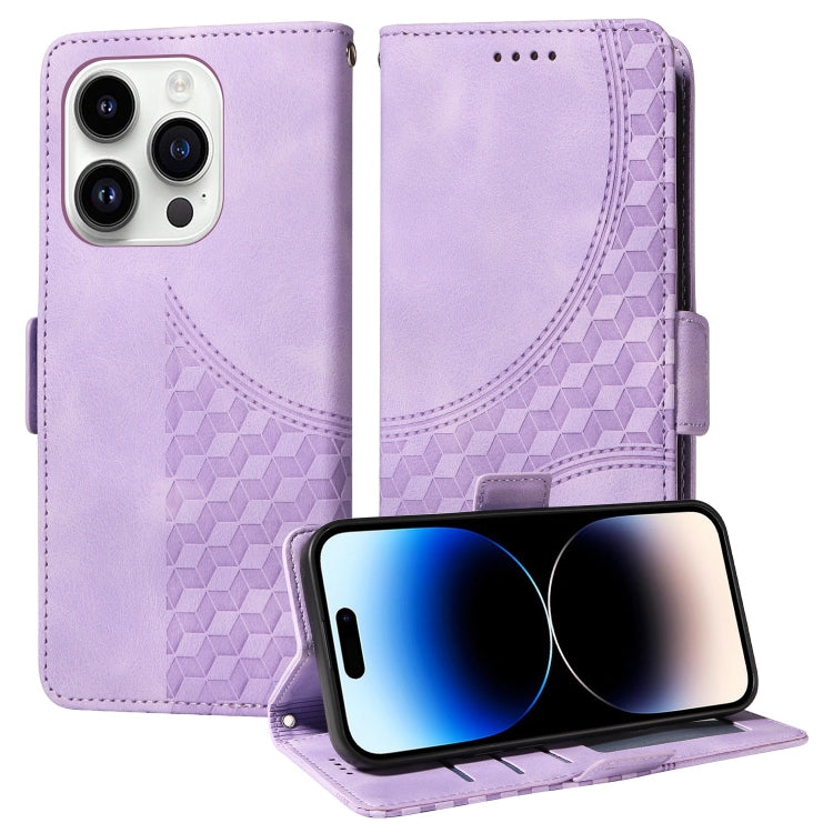 Embossed Rhombus Starry Leather Phone Case