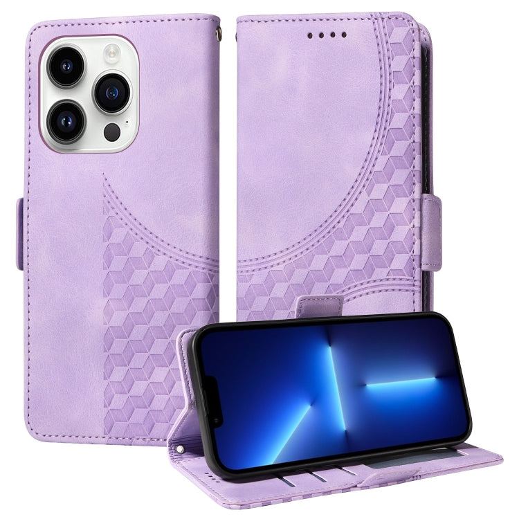 Embossed Rhombus Starry Leather Phone Case