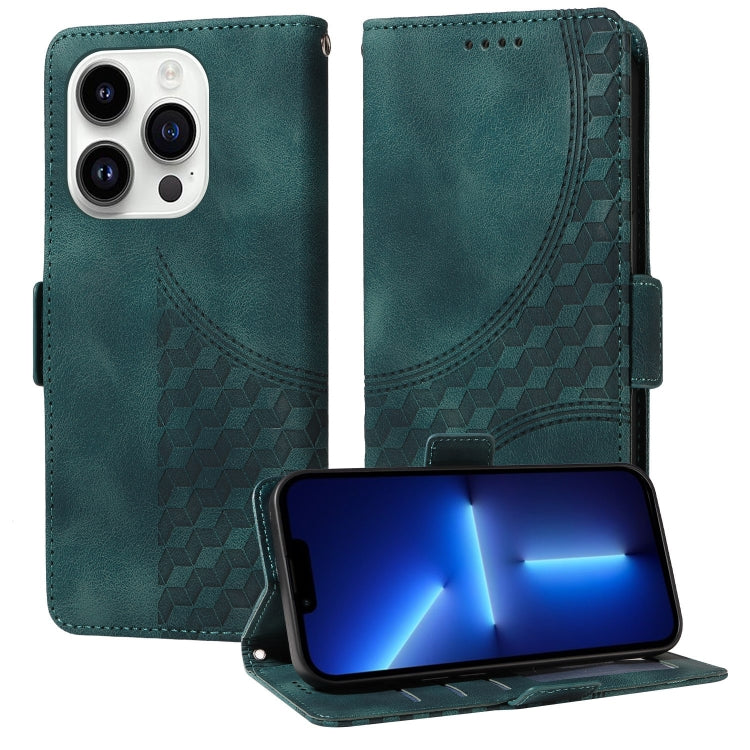 Embossed Rhombus Starry Leather Phone Case