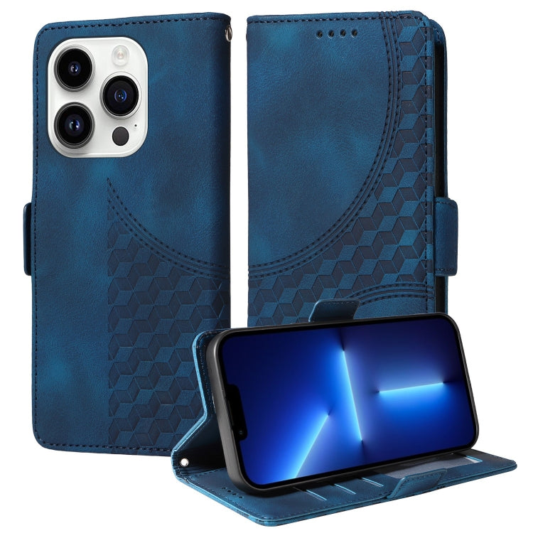Embossed Rhombus Starry Leather Phone Case