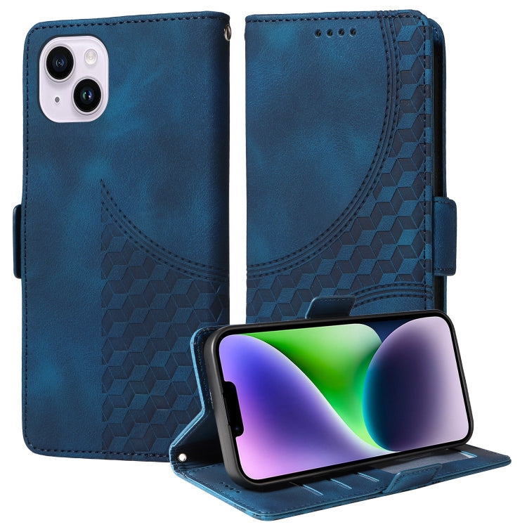 Embossed Rhombus Starry Leather Phone Case