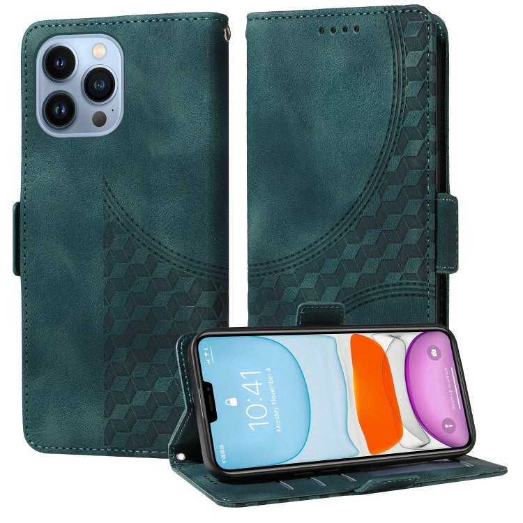 Embossed Rhombus Starry Leather Phone Case