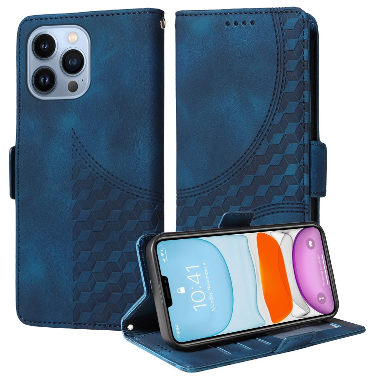 Embossed Rhombus Starry Leather Phone Case