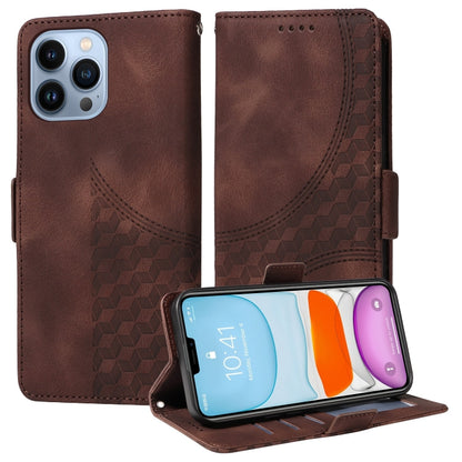 Embossed Rhombus Starry Leather Phone Case