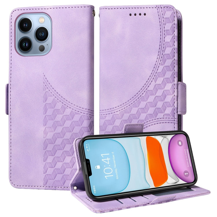Embossed Rhombus Starry Leather Phone Case