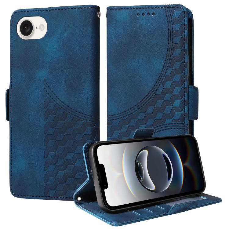 Embossed Rhombus Starry Leather Phone Case