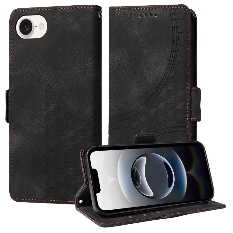 Embossed Rhombus Starry Leather Phone Case