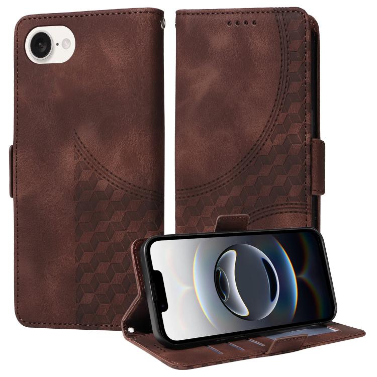 Embossed Rhombus Starry Leather Phone Case