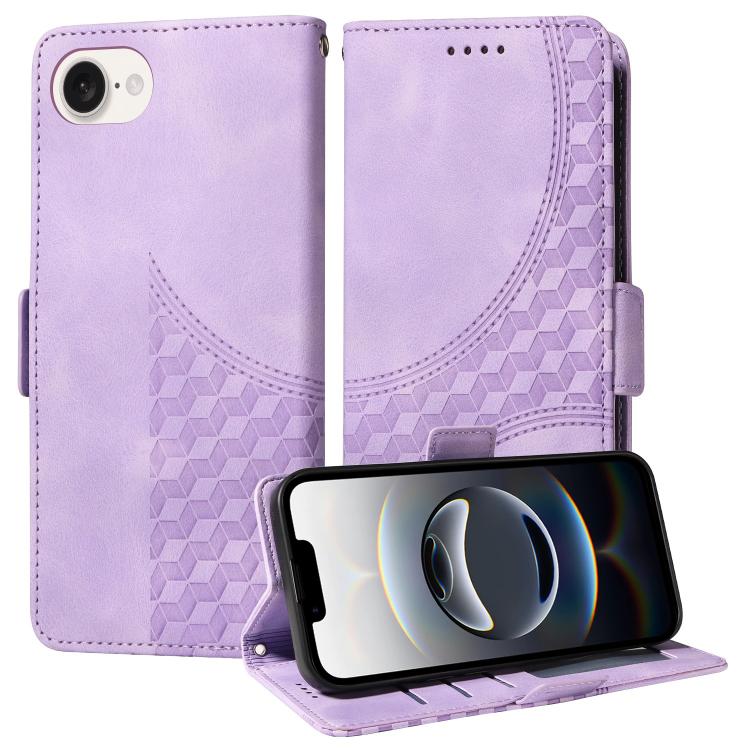 Embossed Rhombus Starry Leather Phone Case